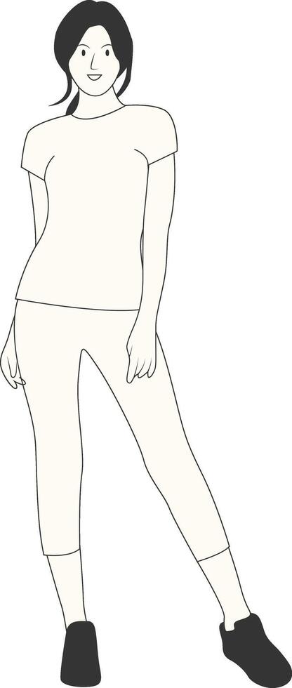 Elegant Girl with Standing Pose vector