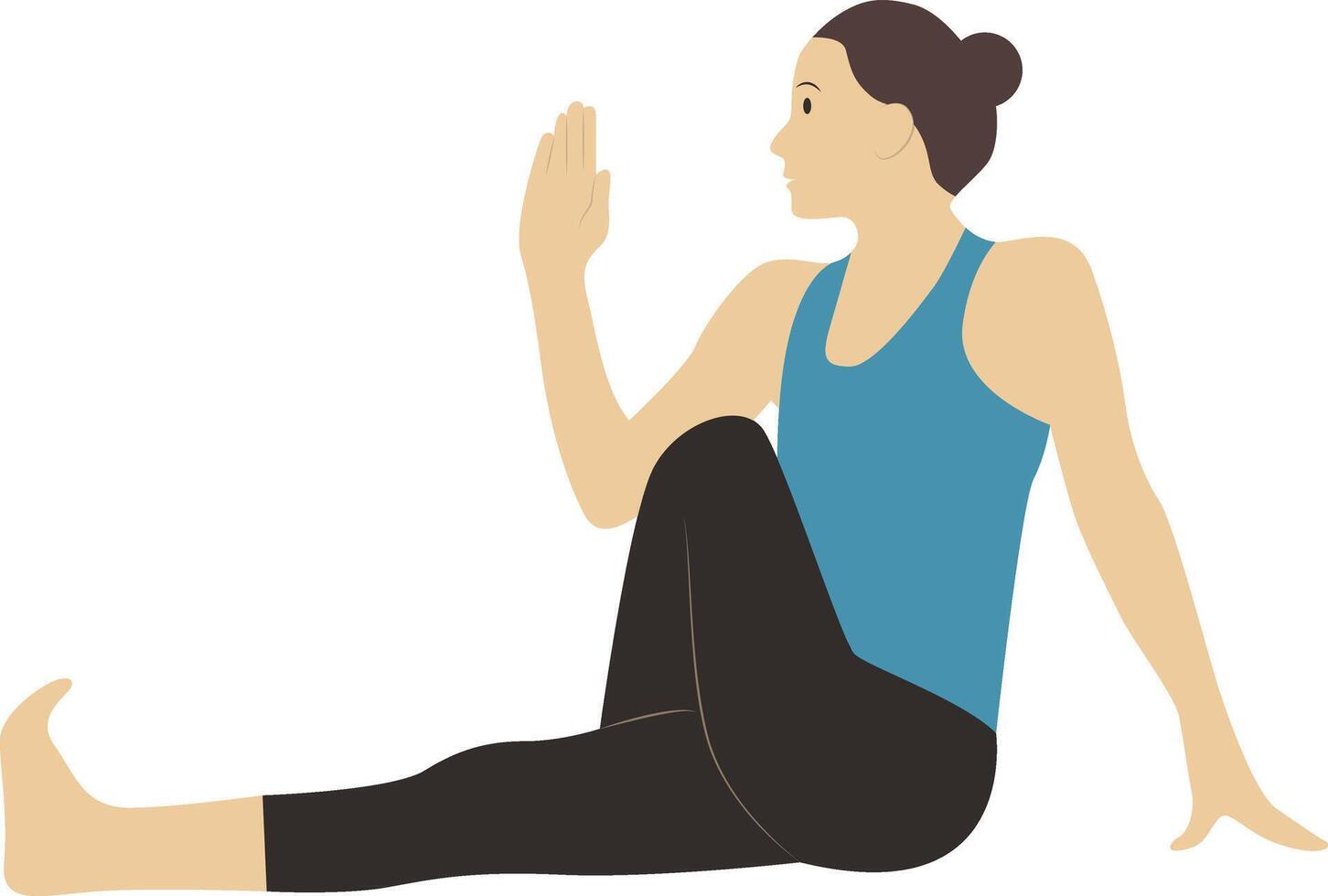 Woman Training Yoga with Stretching Posture vector