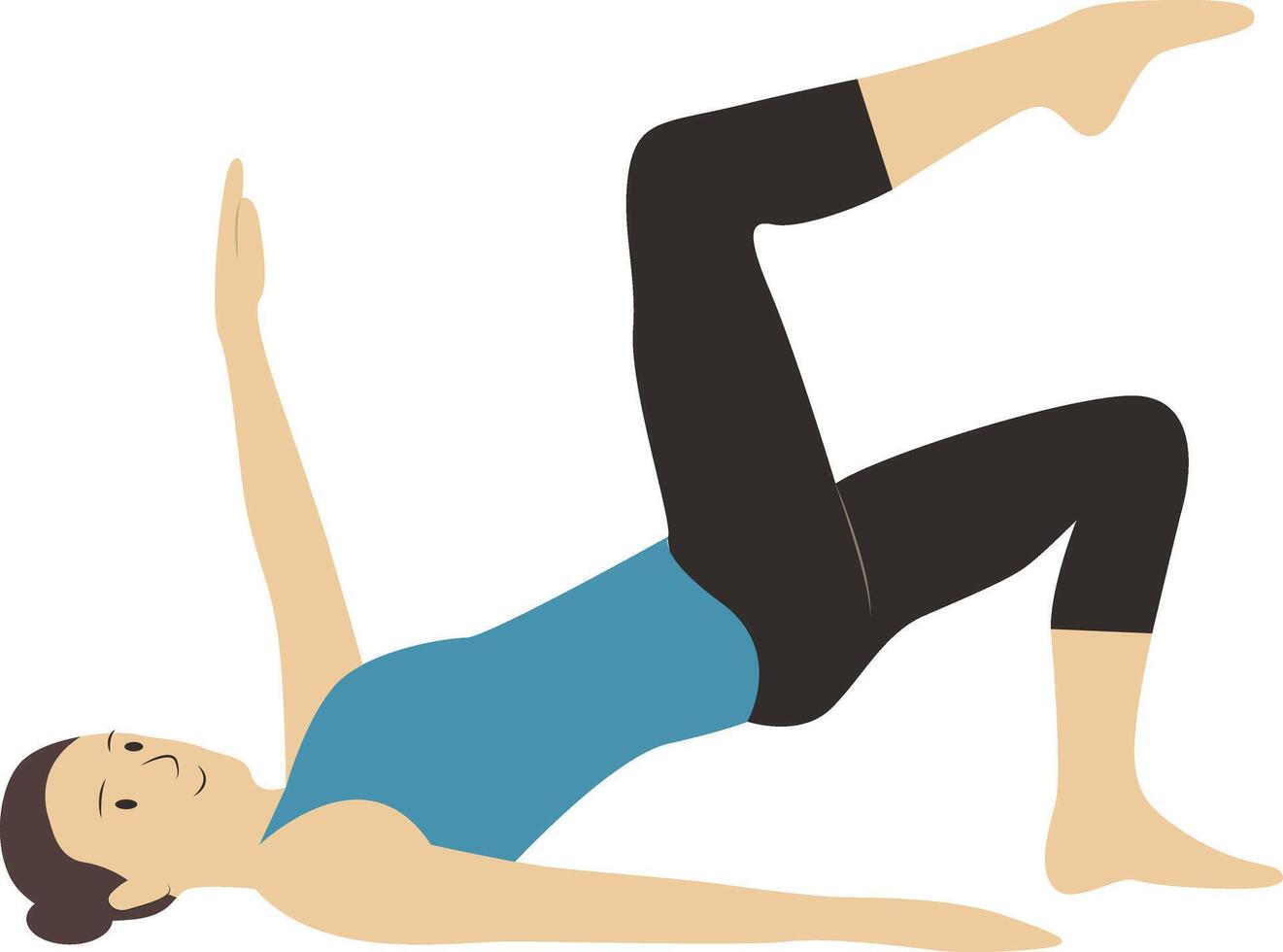 Woman Training Yoga with Stretching Posture vector