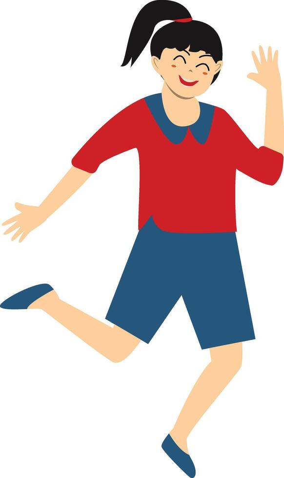 Young Girl Jumping with Red Clothes vector