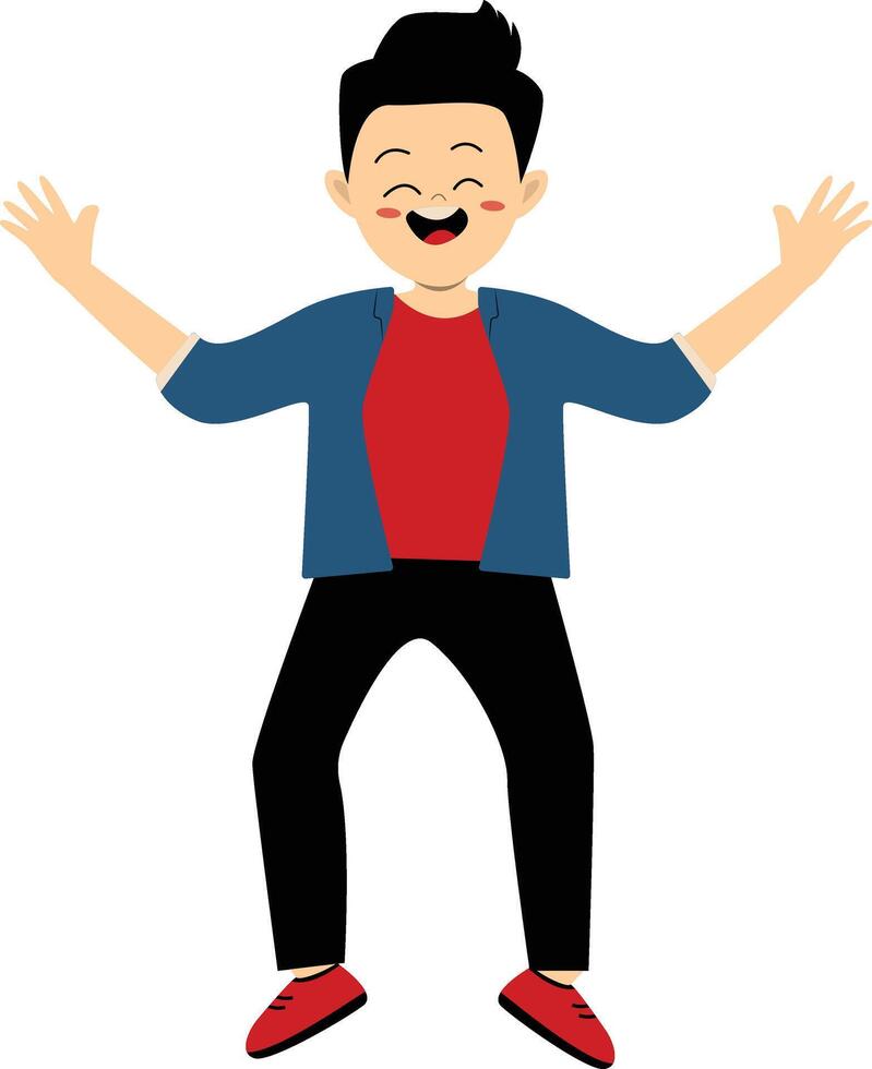 Handsome Male Jumping with Happy Expression vector