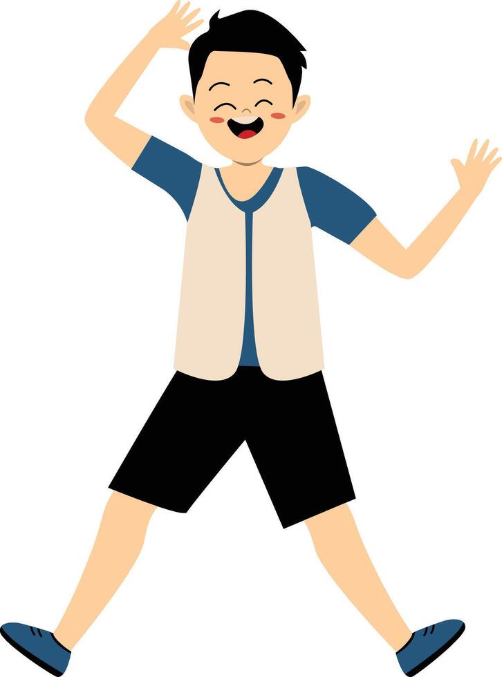 Handsome Male Jumping with Happy Expression vector