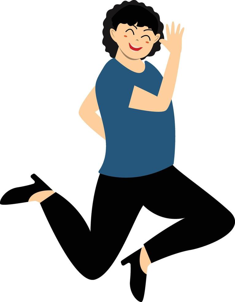 Beauty Woman Jumping with Cheerful Expression vector
