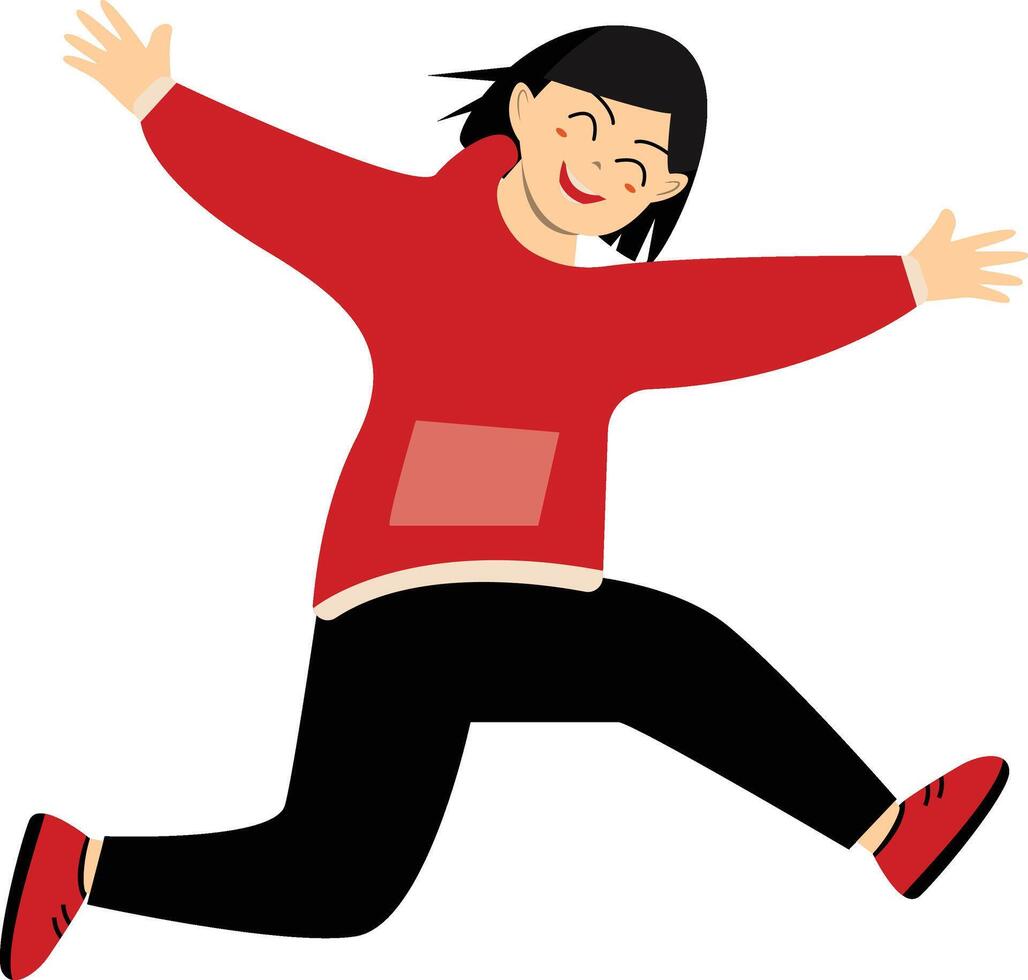 Beauty Woman Jumping with Cheerful Expression vector