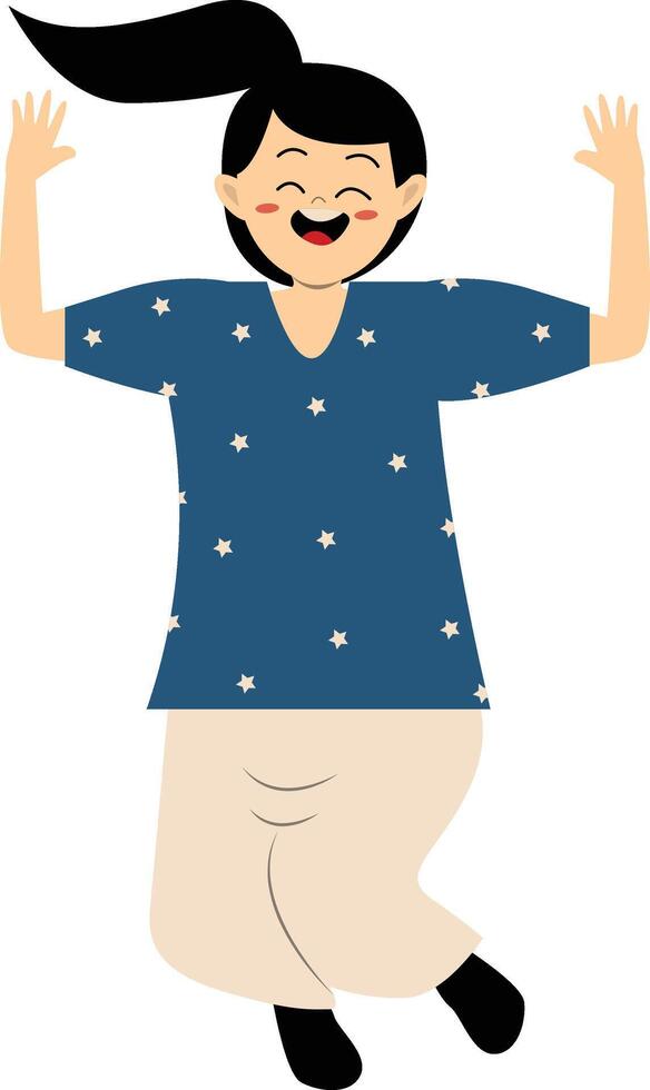 Beauty Woman Jumping with Cheerful Expression vector