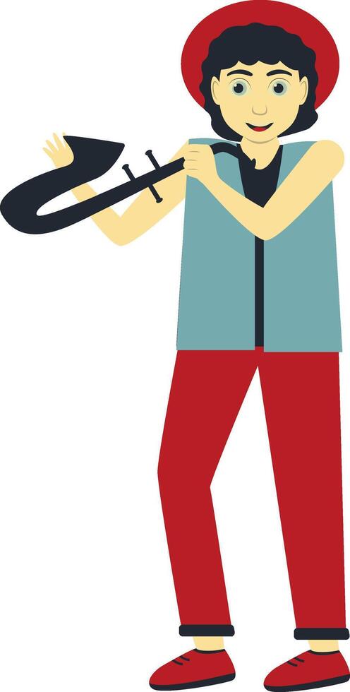 Young Man Play Saxophone vector