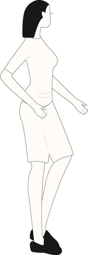 Young Woman Standing in White Color vector