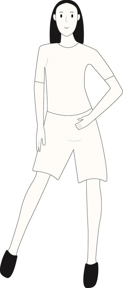 Young Woman Standing in White Color vector