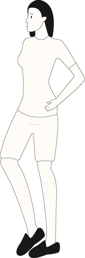 Young Girl Standing Gesture with White Color vector