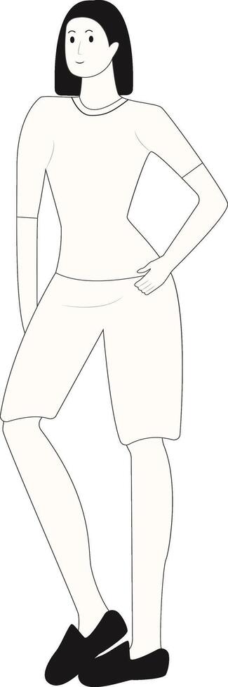 Beauty Woman Standing Pose with White Color vector