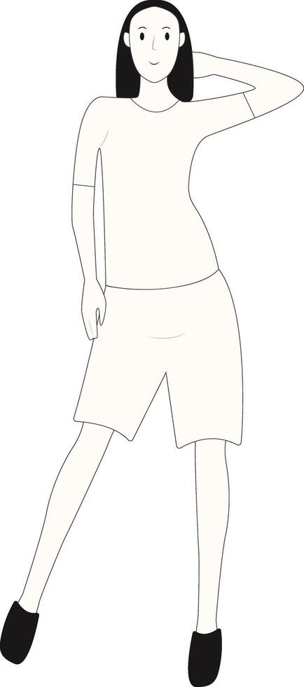 Beauty Woman Standing Pose with White Color vector