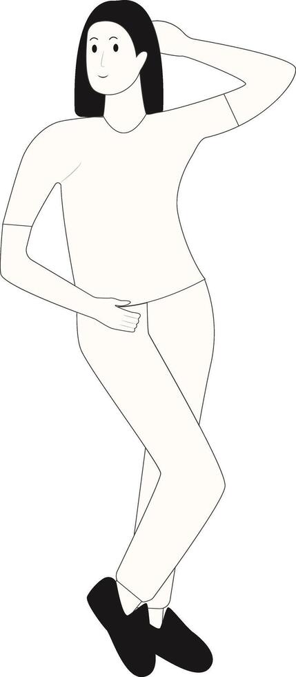 Young Woman Standing in White Color vector
