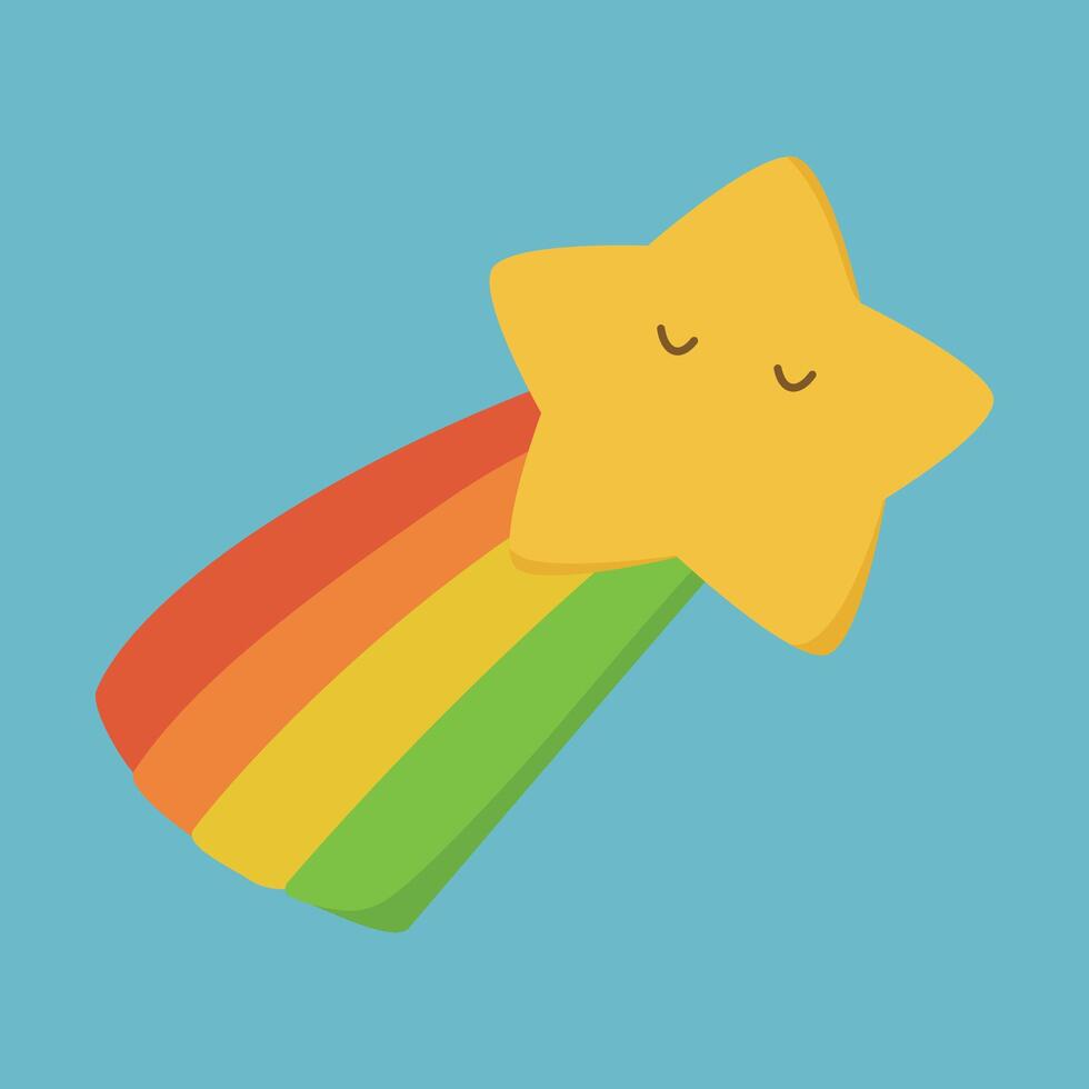 cute rainbow star on blue background for decoration vector