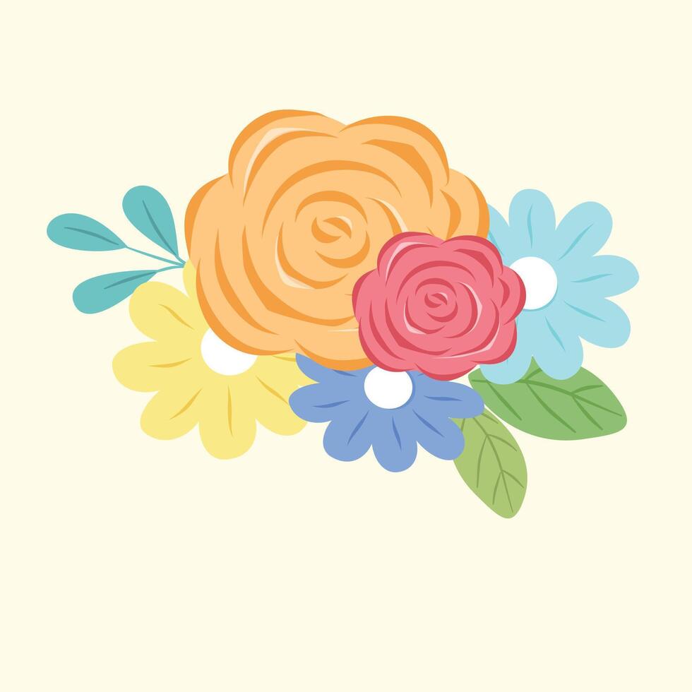 beautiful and colorful flowers arrangement with roses for decoration vector