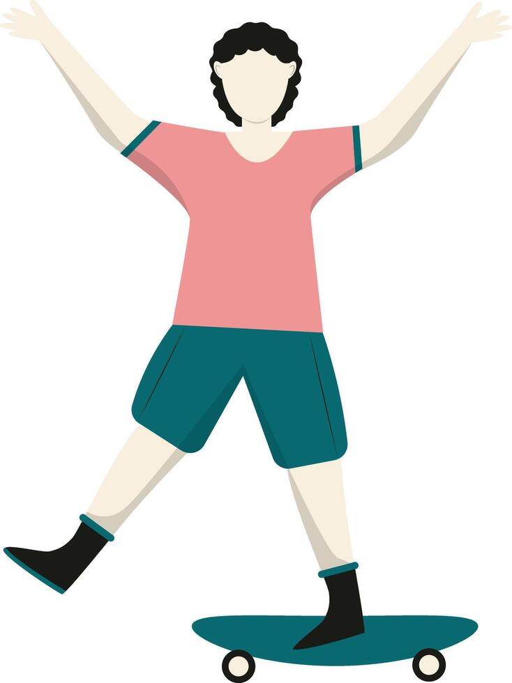 Young Female Playing Skateboard with Flat Design vector