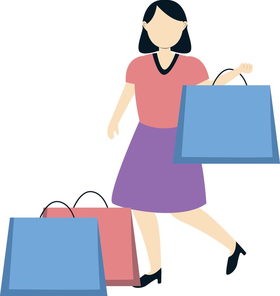 Beauty Girl Carrying Shopping Bag vector