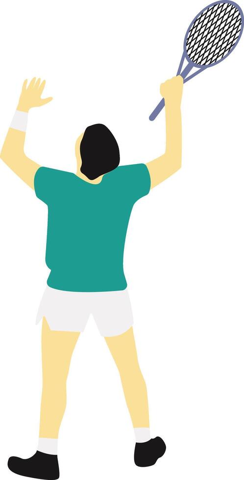 Young Man Tennis Player Holding Racket vector