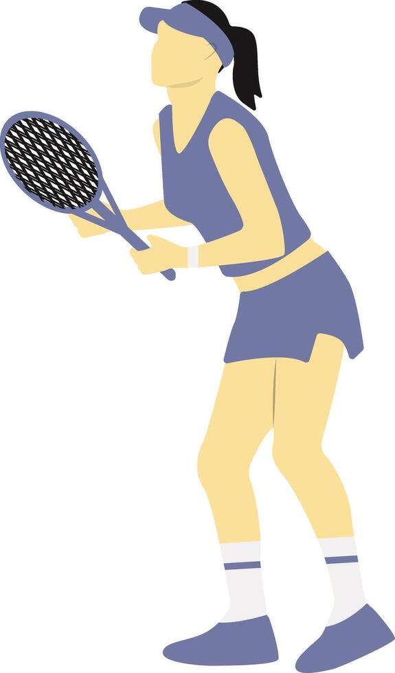 Young Woman Tennis Player Character with Racket vector