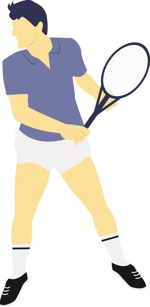 Young Man Tennis Player in Flat Design vector