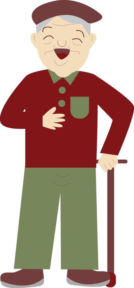 Senior Male with Cane and Hat vector