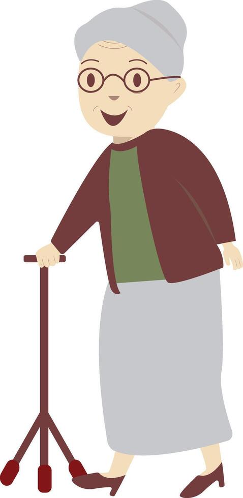 Illustration of Grandma Walking with Glasses vector
