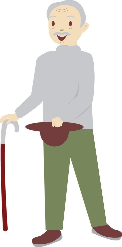 Senior Man Walking with Cane vector