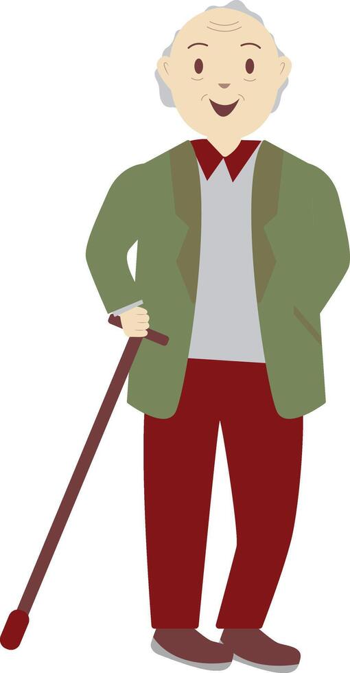 Senior Man Walking with Cane vector