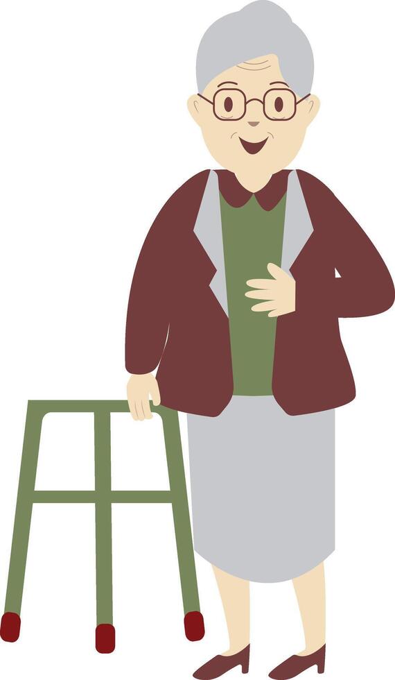 Illustration of Grandma Walking with Glasses vector