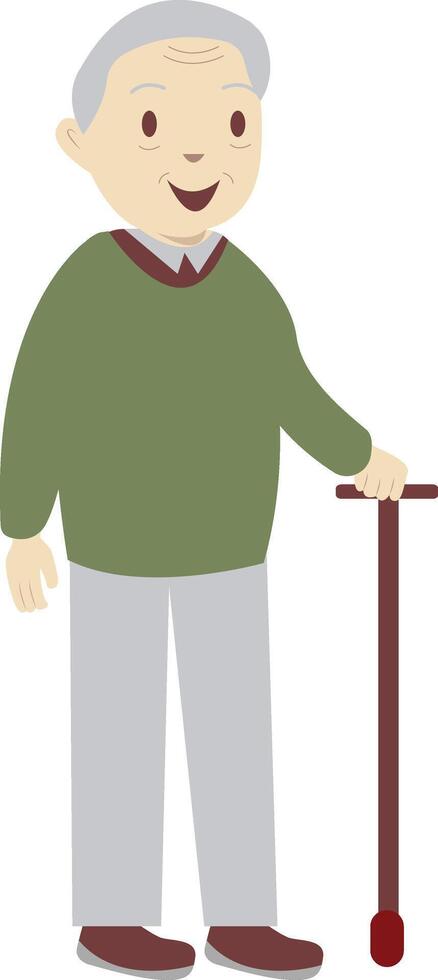Senior Man Walking with Cane vector