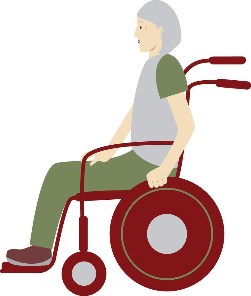 Illustration of Grandma Sitting on the Wheelchair vector