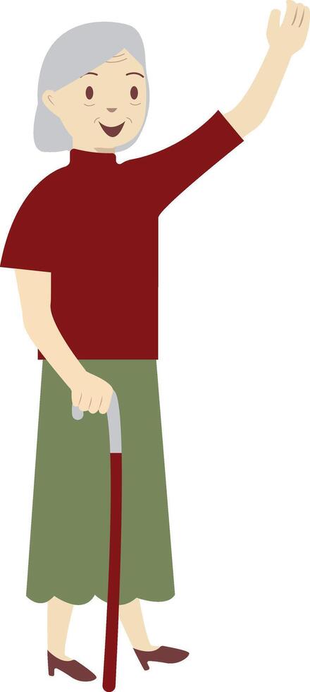 Grandmother Walking with Cane vector