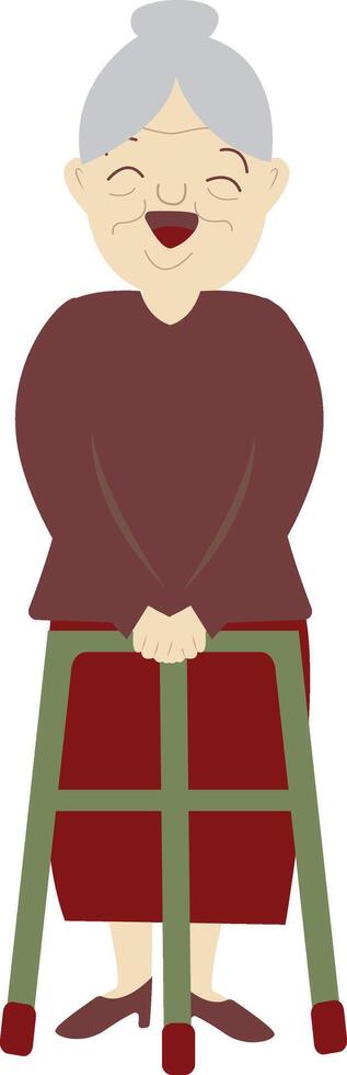 Grandmother Walking with Cane vector