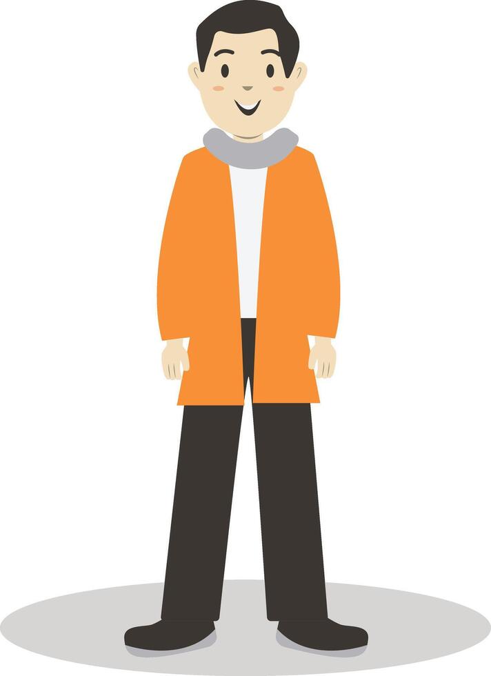 Men Walking with Scarf in Autumn vector