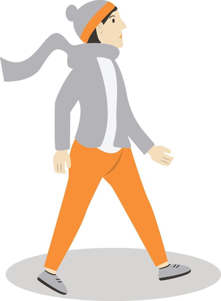 Men Walking with Scarf in Autumn vector