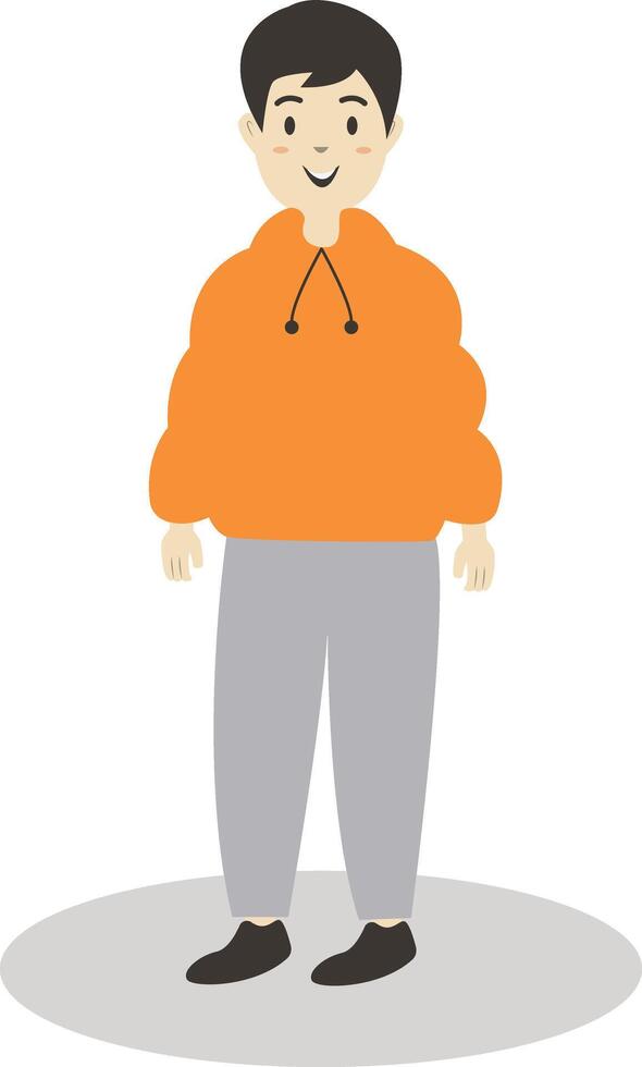 Men Walking with Orange Coat in Autumn vector