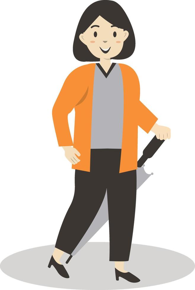 Women Walking Holding Umbrella in Autumn vector