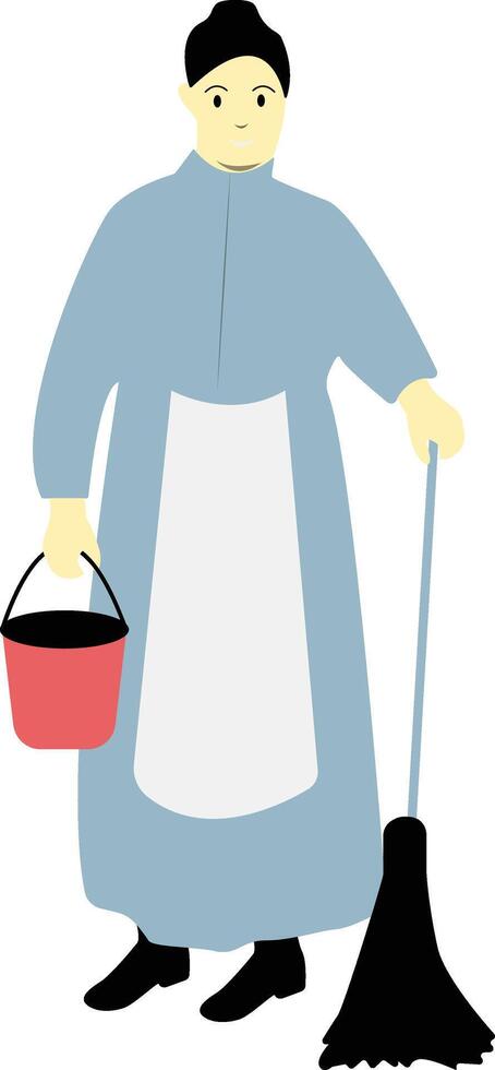 Woman Cleaning with Bucket vector