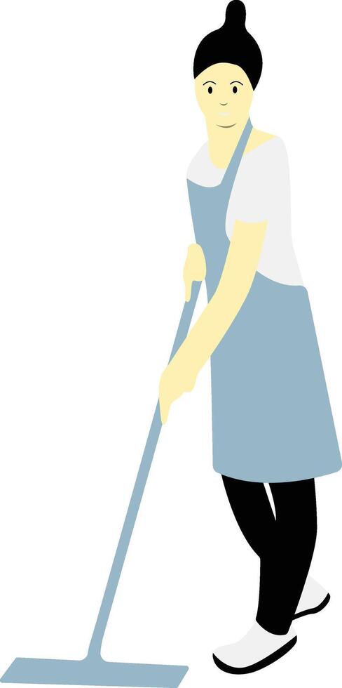 Girl Mop with Apron vector