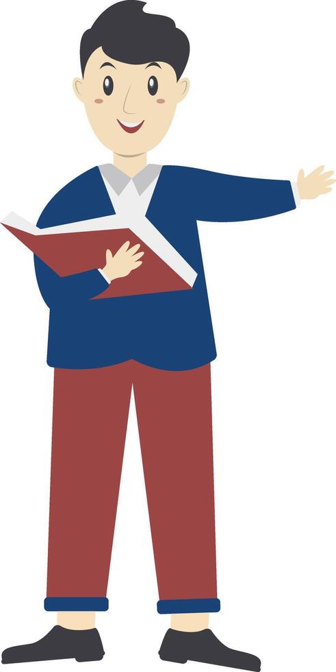Women Teacher Holding Book in Flat Design vector