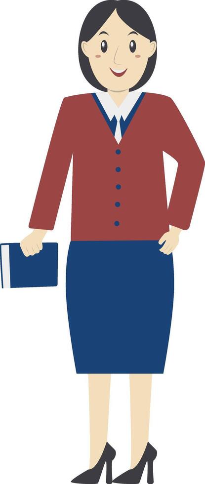 Woman Teacher Holding Book with Uniform vector