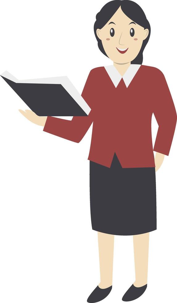 Woman Teacher Holding Book with Uniform vector