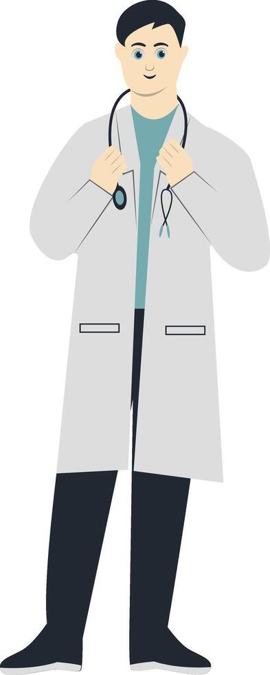 Young Man Doctor Holding Stethoscope vector