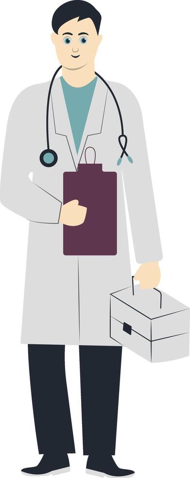 Young Man Doctor Holding Clipboard vector