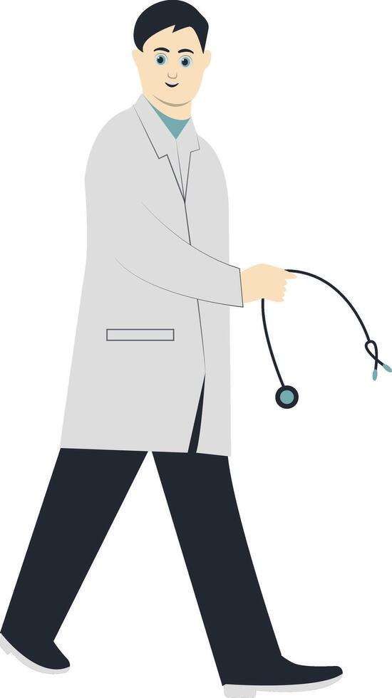 Young Man Doctor Holding Stethoscope vector