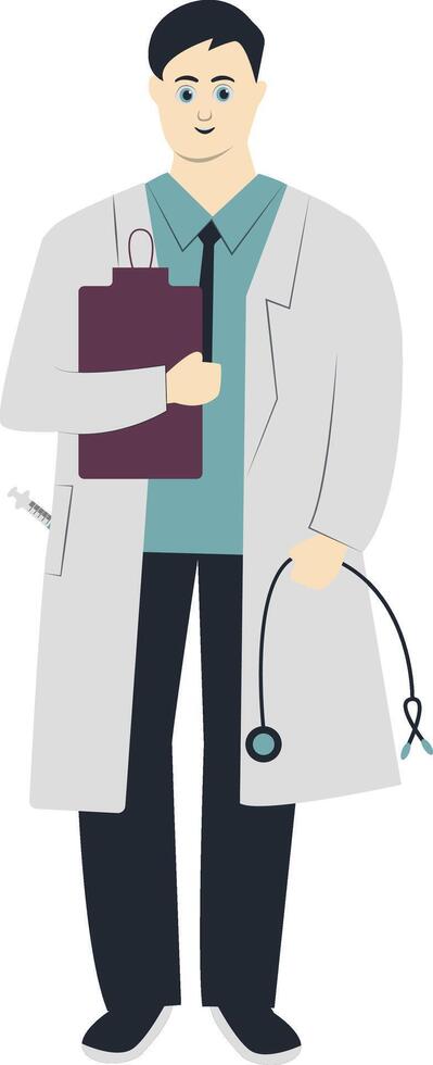 Young Man Doctor Holding Clipboard vector