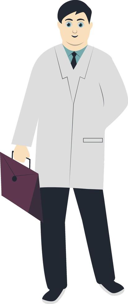 Young Male Doctor in White Coat with Briefcase vector