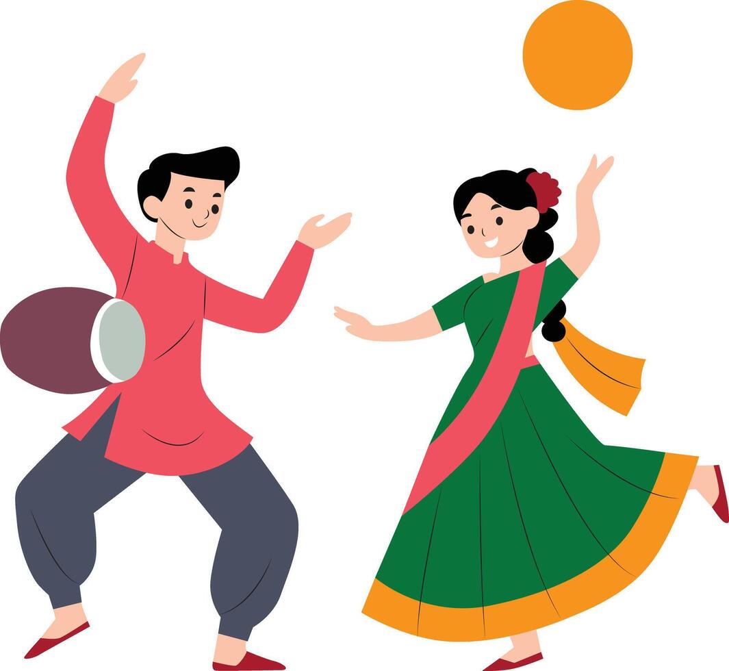 Chhau dance performing, happy festival vector
