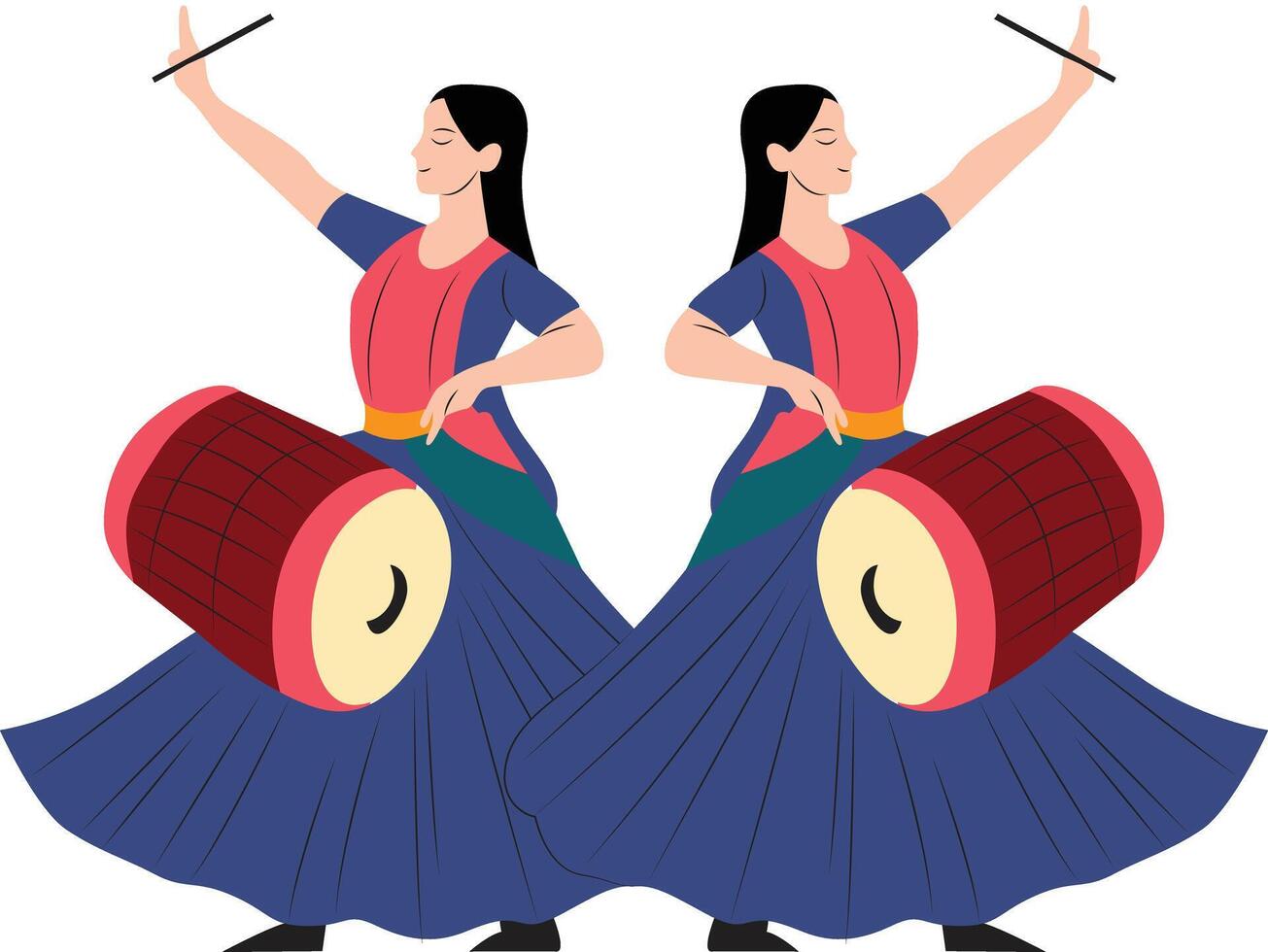 Dollu Kunitha Karnataka dance performing vector