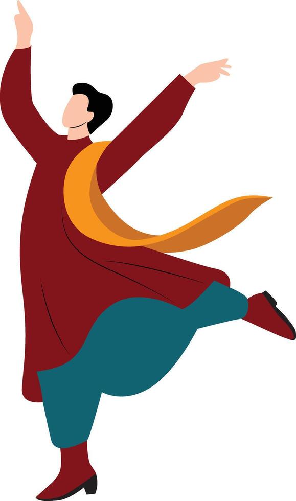 Man in Indian Traditional Dress Dancing vector
