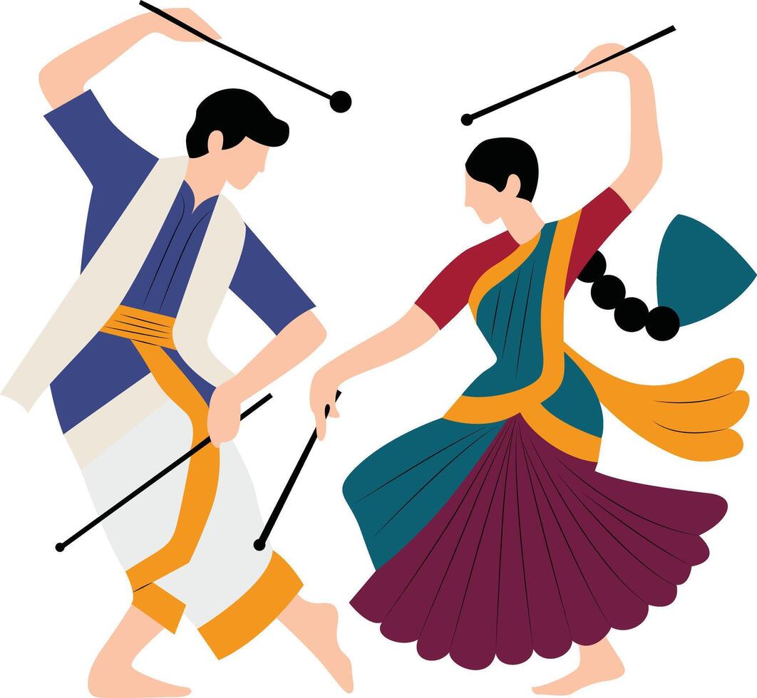 Kolattam Andhra Pradesh dance performing vector